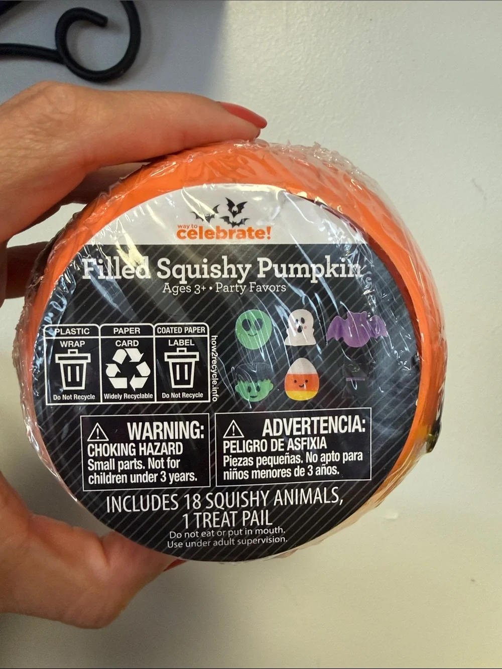 Orange Halloween Jack-O'-Lantern Squishy Bucket - Unbranded *18 squishys inside*